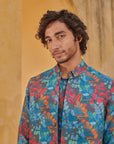 Jaco Floral Grey Kurta Jacket Set
