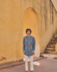 Jaco Floral Grey Kurta Jacket Set
