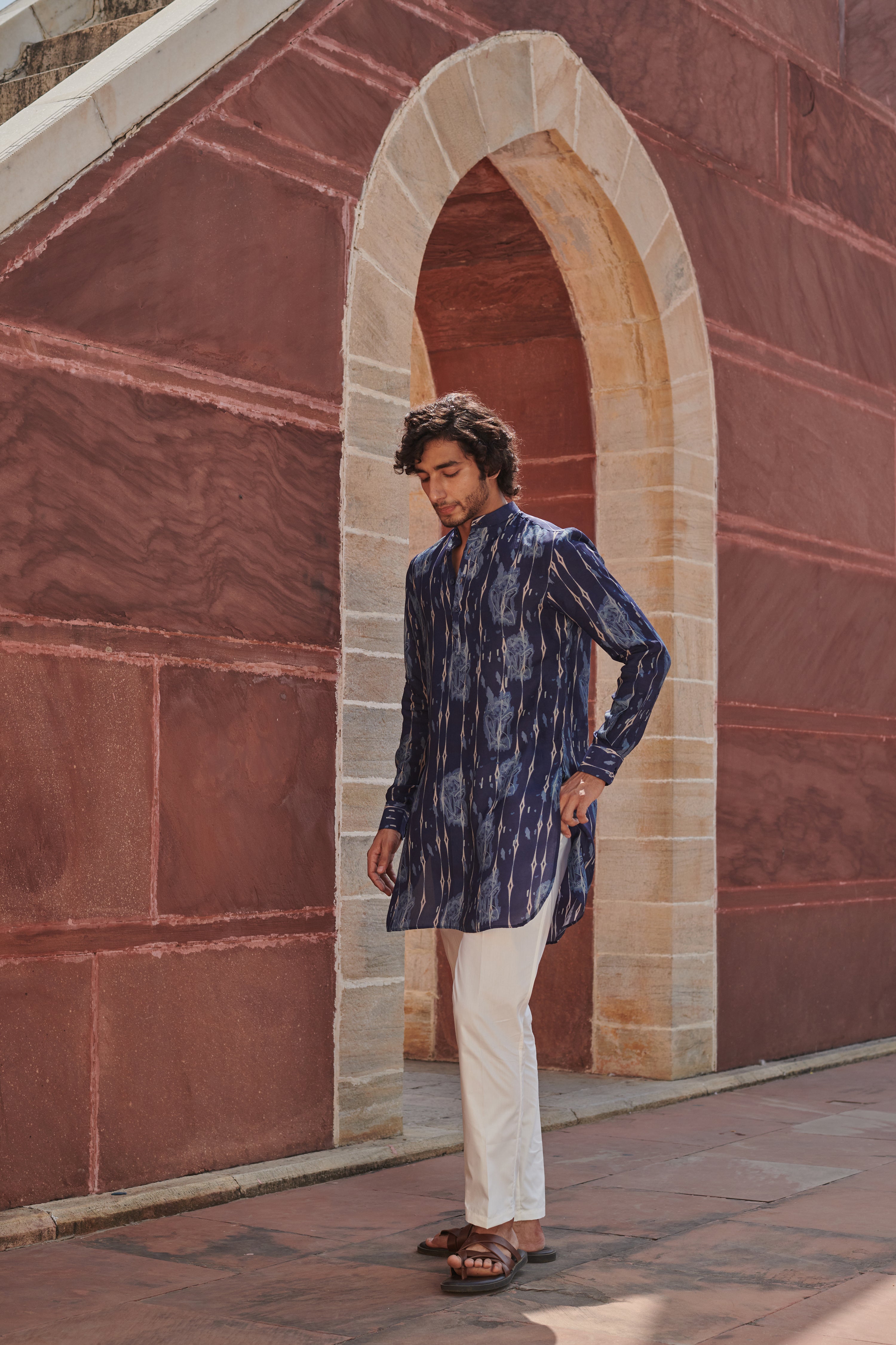 Khajuraho Blue Ganganagery Kurta