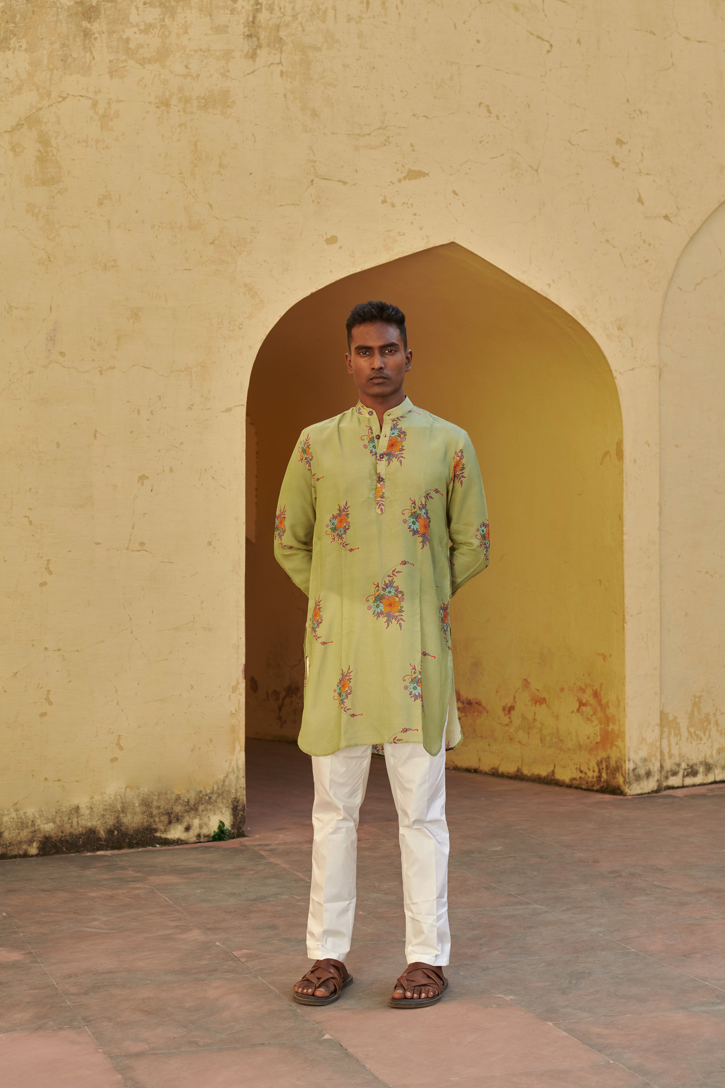 Fern Floral Green Ganganagery Kurta