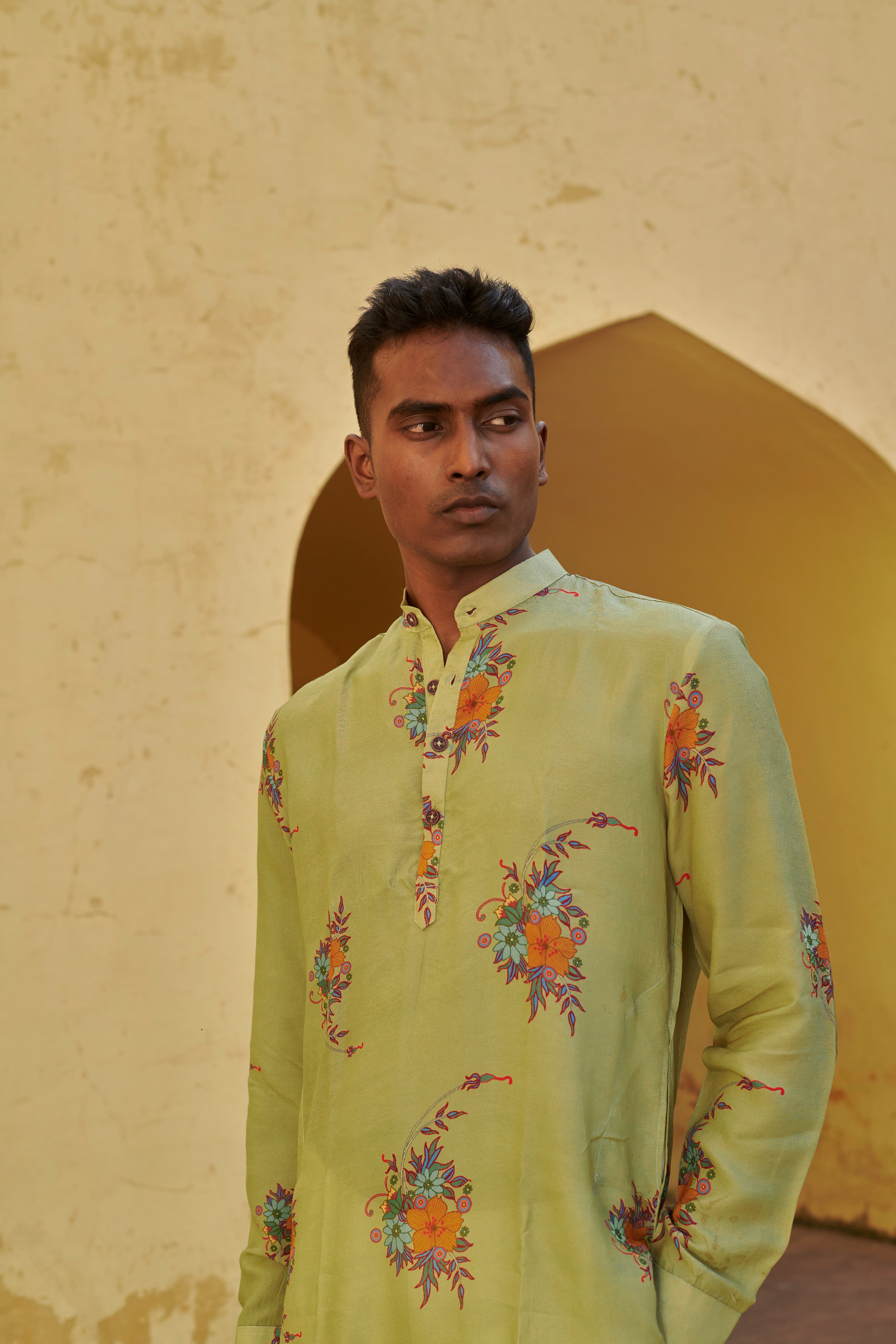 Fern Floral Green Ganganagery Kurta