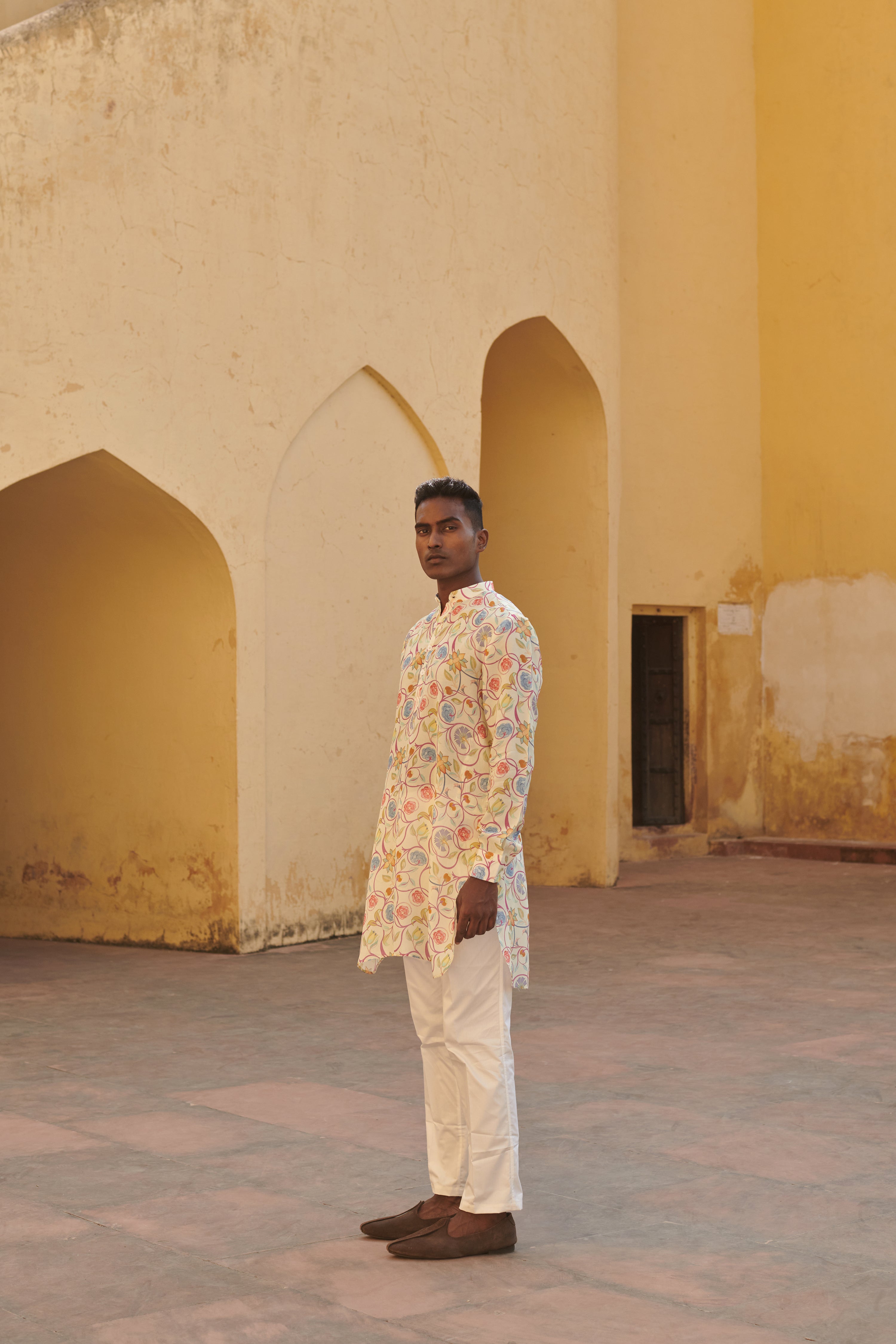 Crewel Cream Ganganagery Kurta