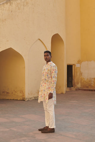 Crewel Cream Ganganagery Kurta