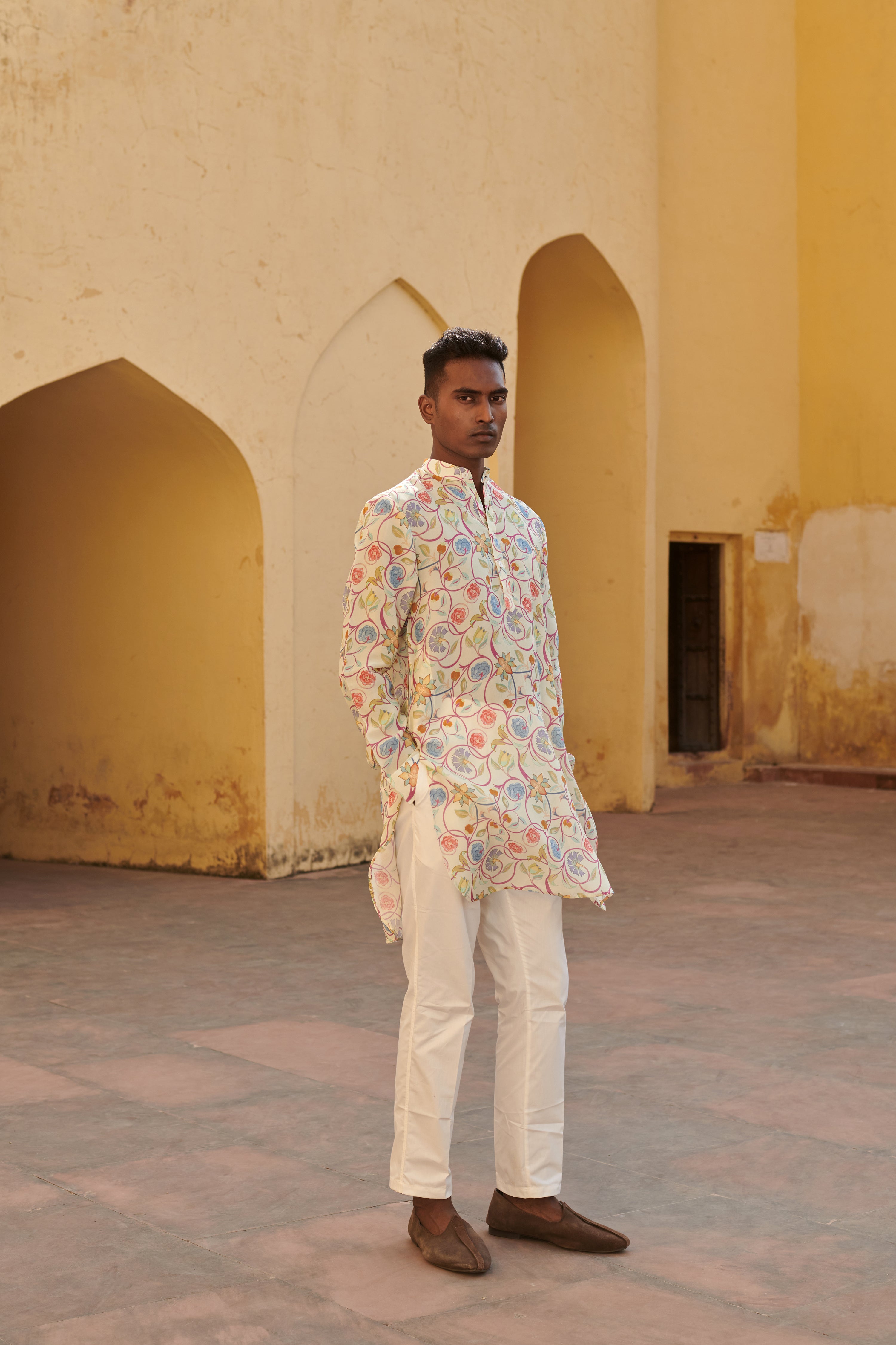 Crewel Cream Ganganagery Kurta