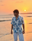Tropical Mirage Blue Oversized Hawaiian Collar Shirt