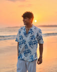 Tropical Mirage Blue Oversized Hawaiian Collar Shirt