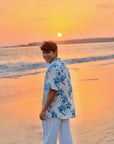 Tropical Mirage Blue Oversized Hawaiian Collar Shirt