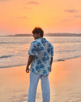 Tropical Mirage Blue Oversized Hawaiian Collar Shirt