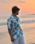 Tropical Mirage Blue Oversized Hawaiian Collar Shirt