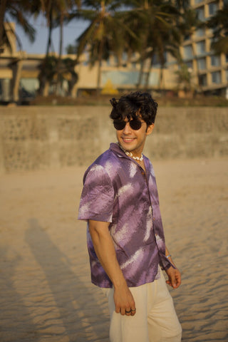 Violet Storm Relaxed Fit Cuban  Shirt