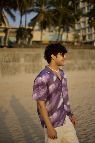 Violet Storm Relaxed Fit Cuban  Shirt