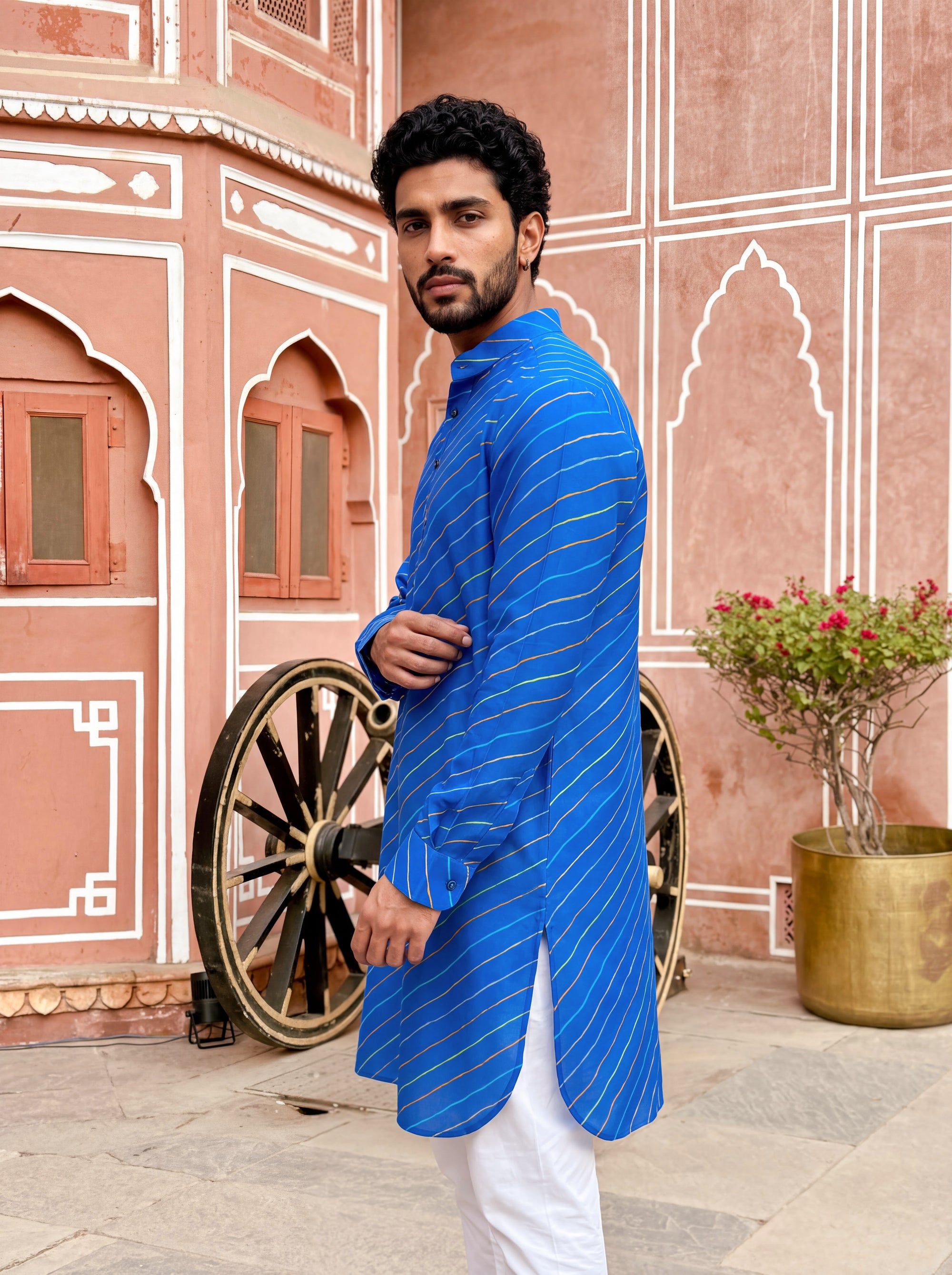 Blue Wave Leheriya Ganganagery Kurta
