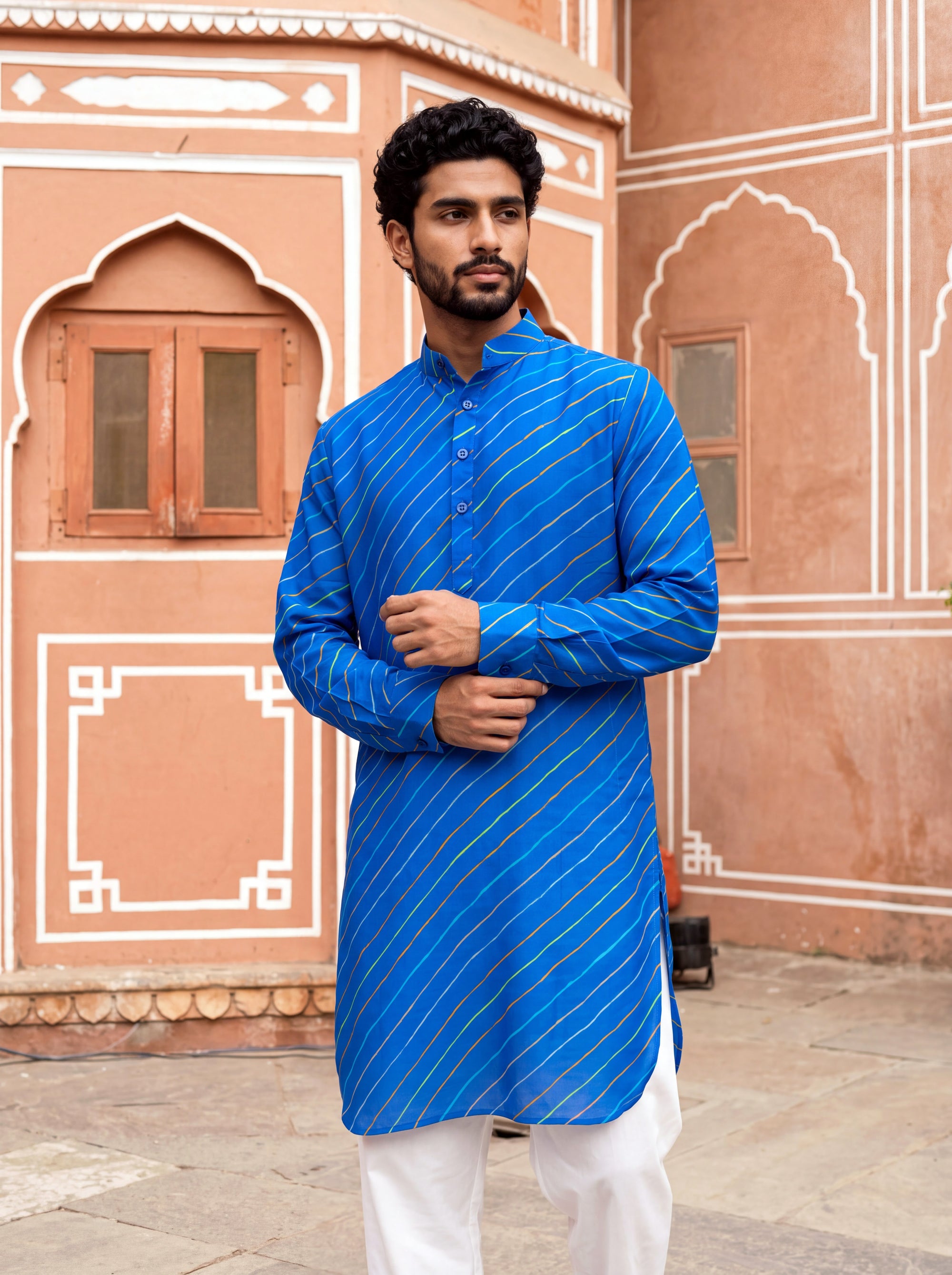 Blue Wave Leheriya Ganganagery Kurta