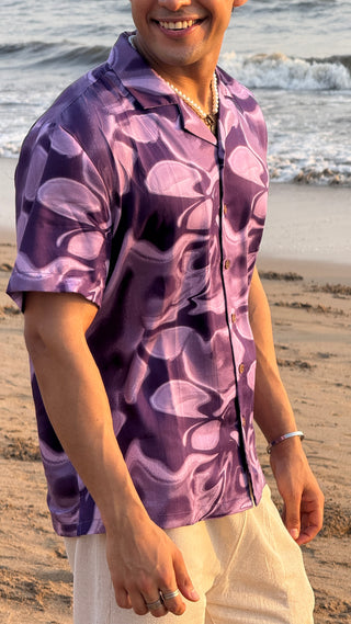 Electric Mirage Flow Relaxed Fit Cuban  Shirt