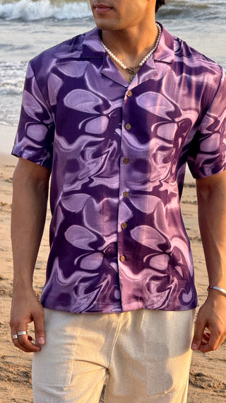 Electric Mirage Flow Relaxed Fit Cuban  Shirt