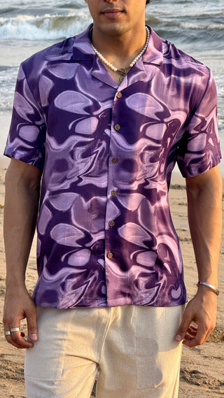 Electric Mirage Flow Relaxed Fit Cuban  Shirt