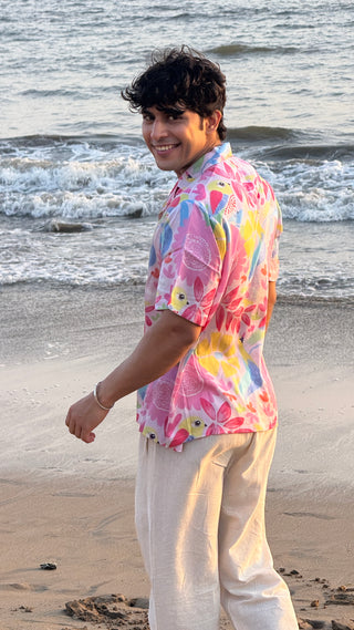 Birdsong Bliss Relaxed Fit Cuban Collar Shirt