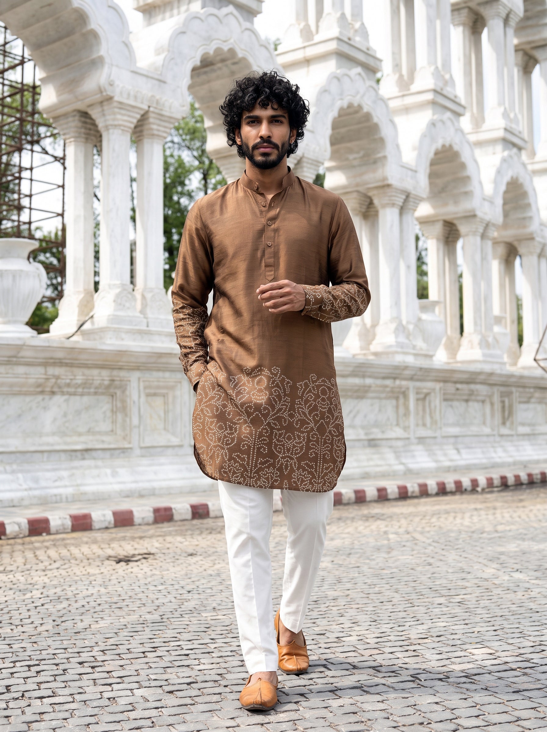 Sandstone Bandhani Ganganagery Kurta