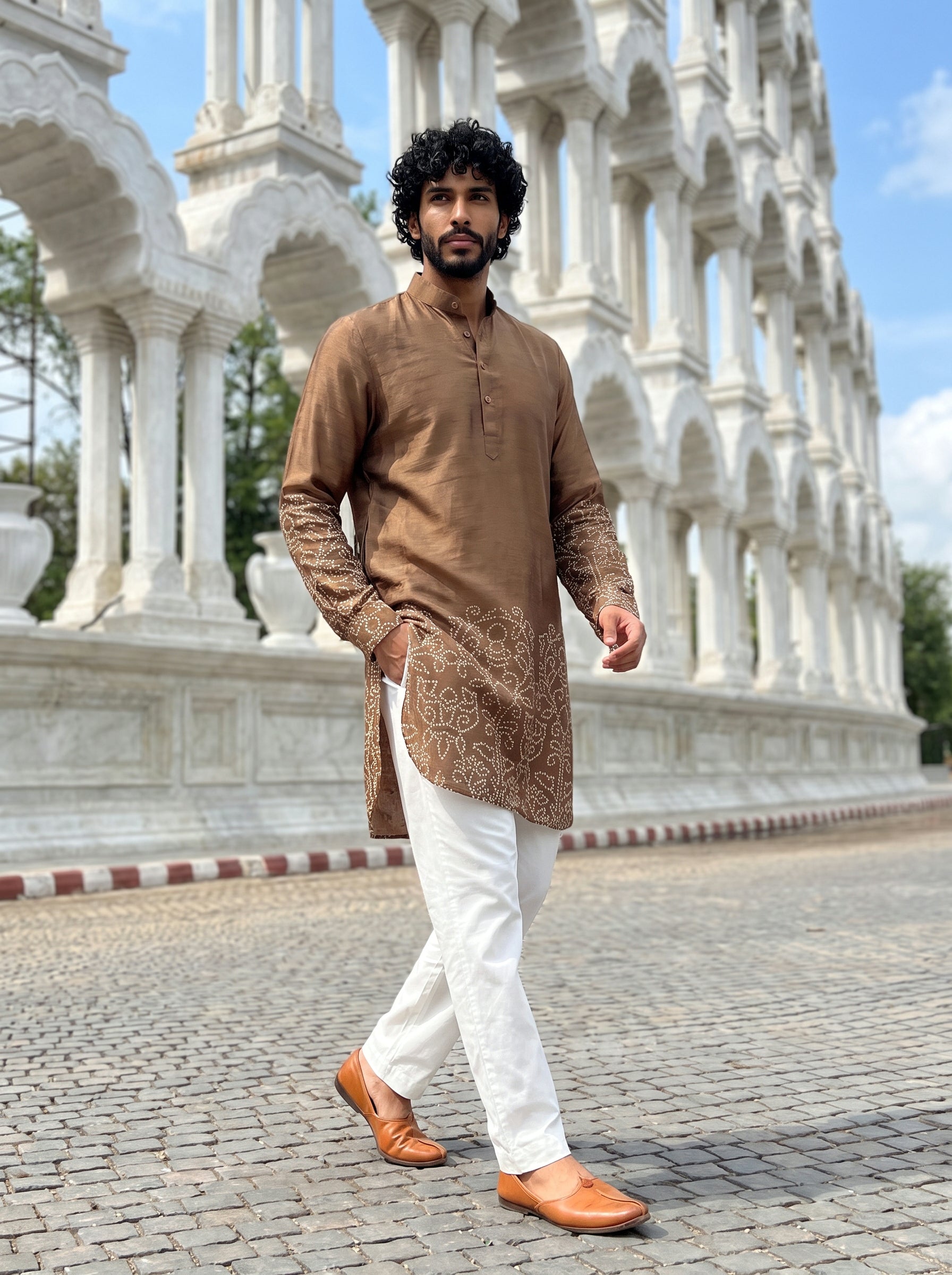Sandstone Bandhani Ganganagery Kurta