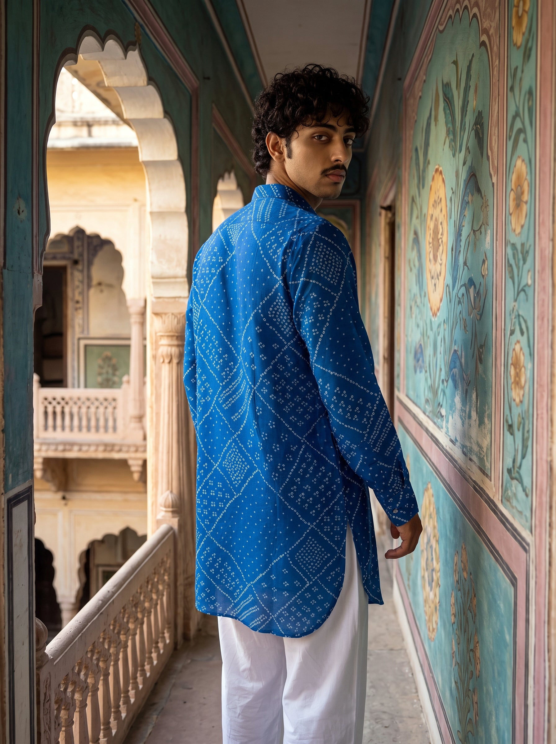 Blue Bandhani Ganganagery Kurta