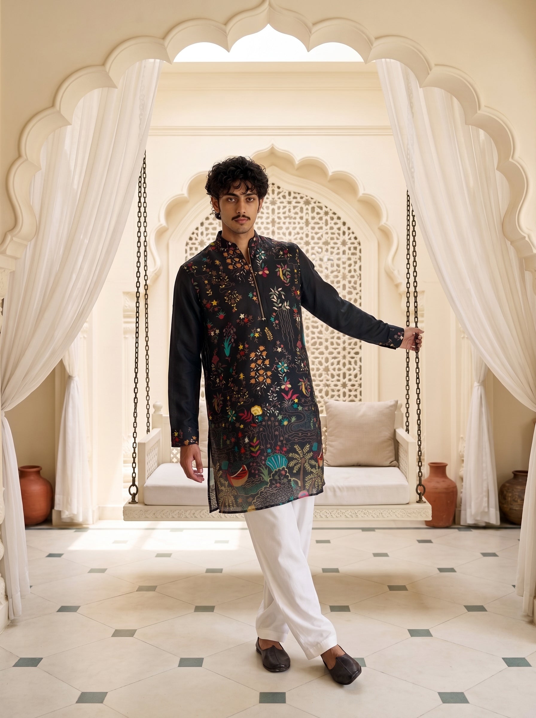 Noir Paradise Zipper Kurta