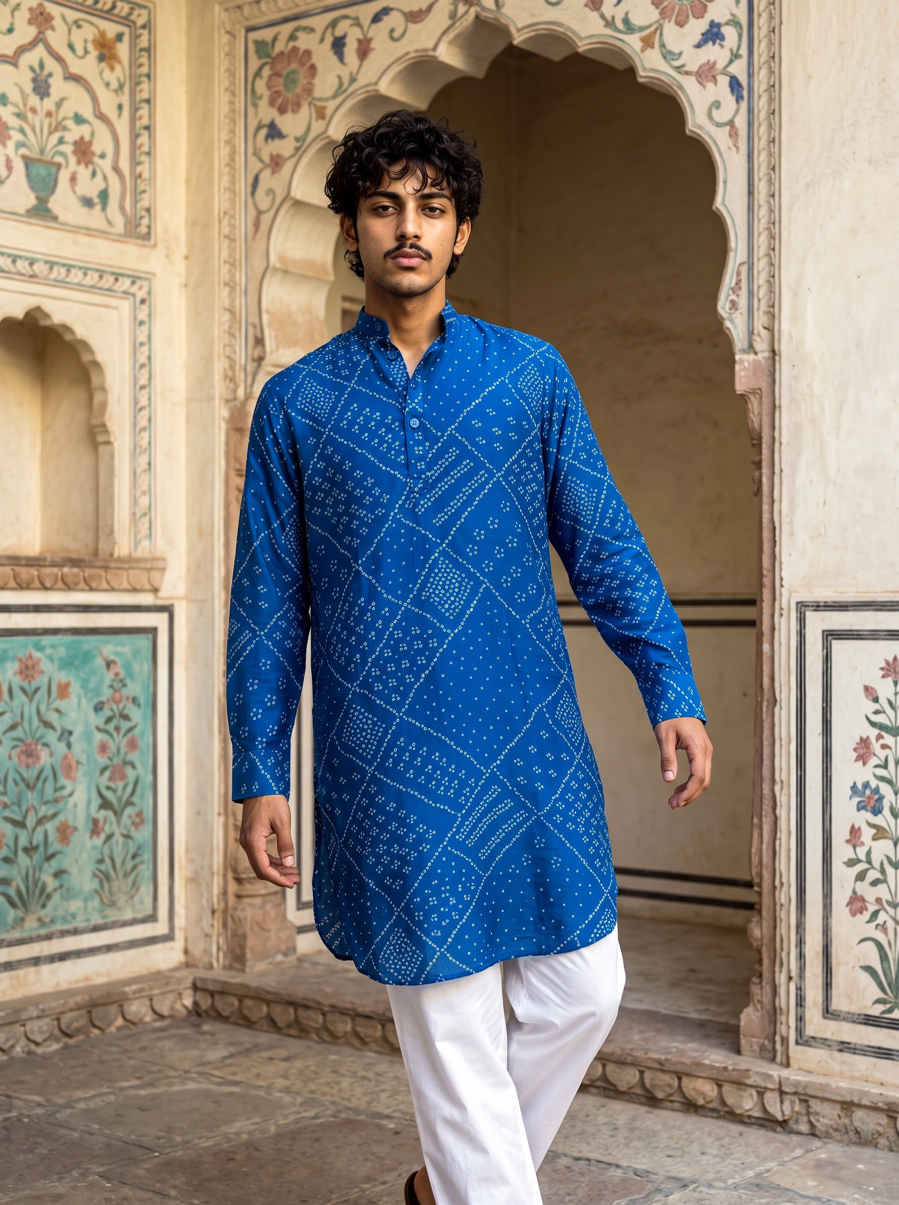Blue Bandhani Ganganagery Kurta