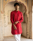 Red Bandhani Ganganagery Kurta