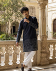 Black Bandhani Zipper Kurta