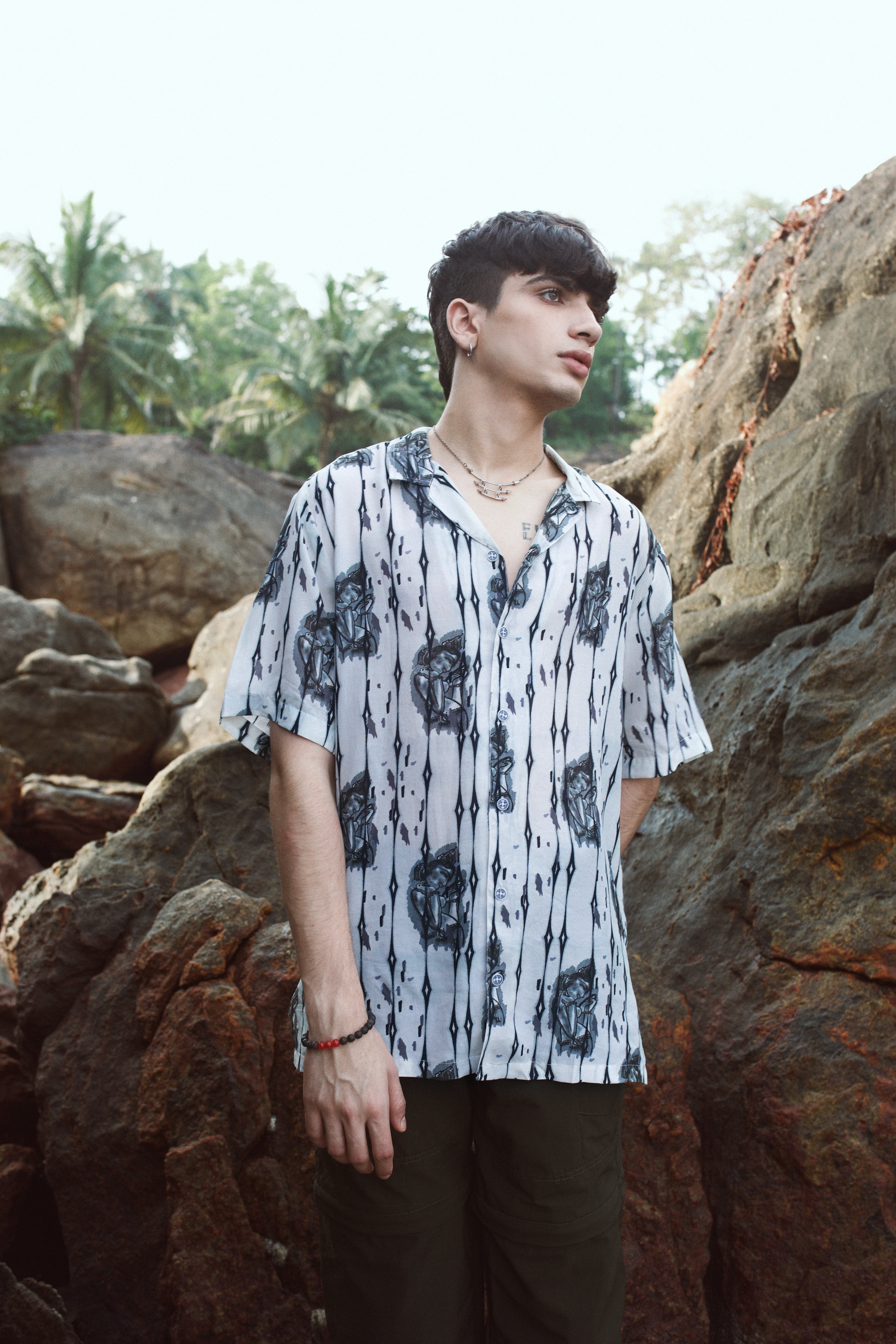 Khajuraho White Oversize Shirt For Men