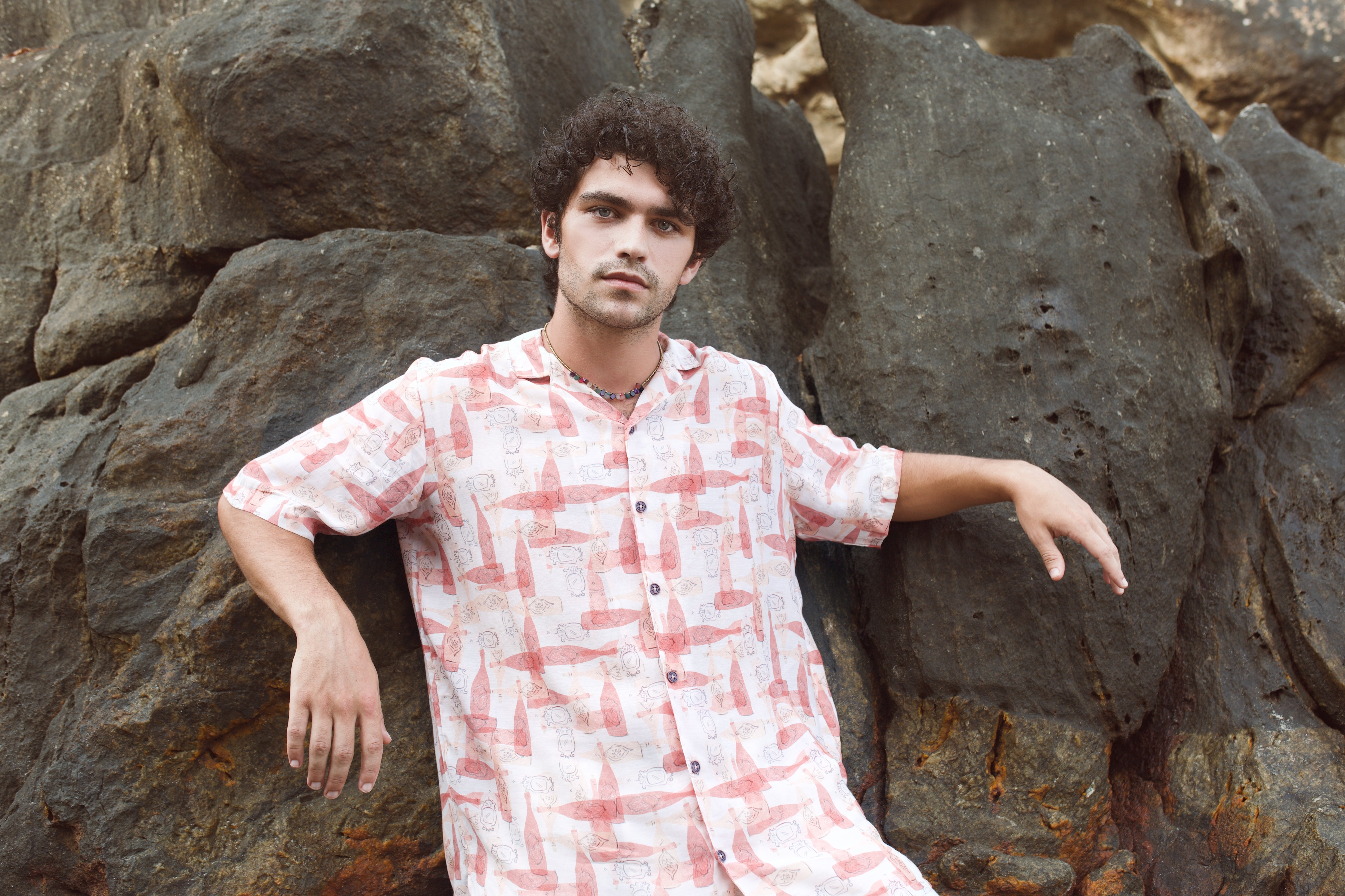 Orange Bottle Printed Oversize Shirt