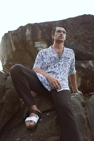 Khajuraho Abstract White Oversize Shirt