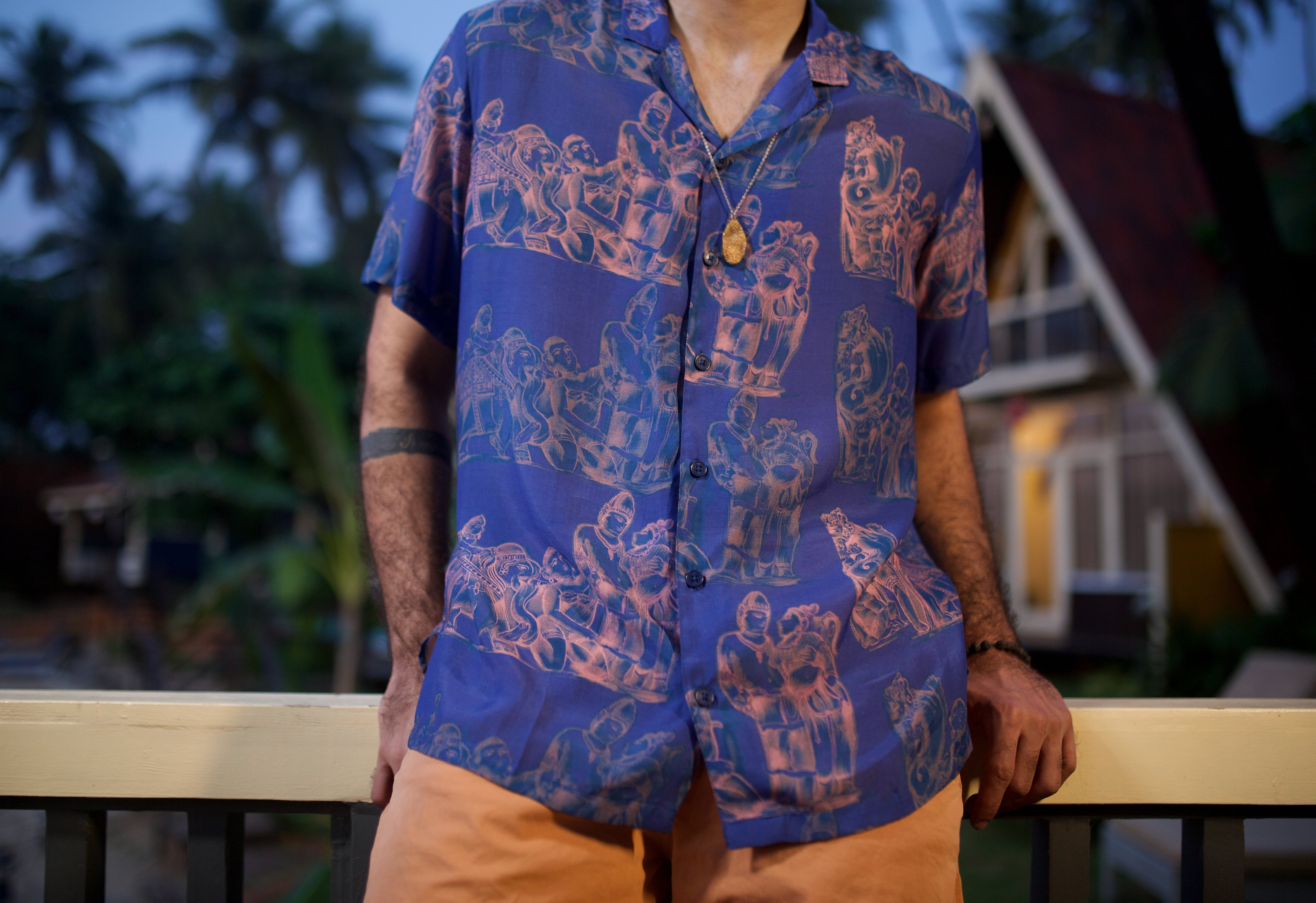 Berry Blue Khajuraho Oversize Shirt