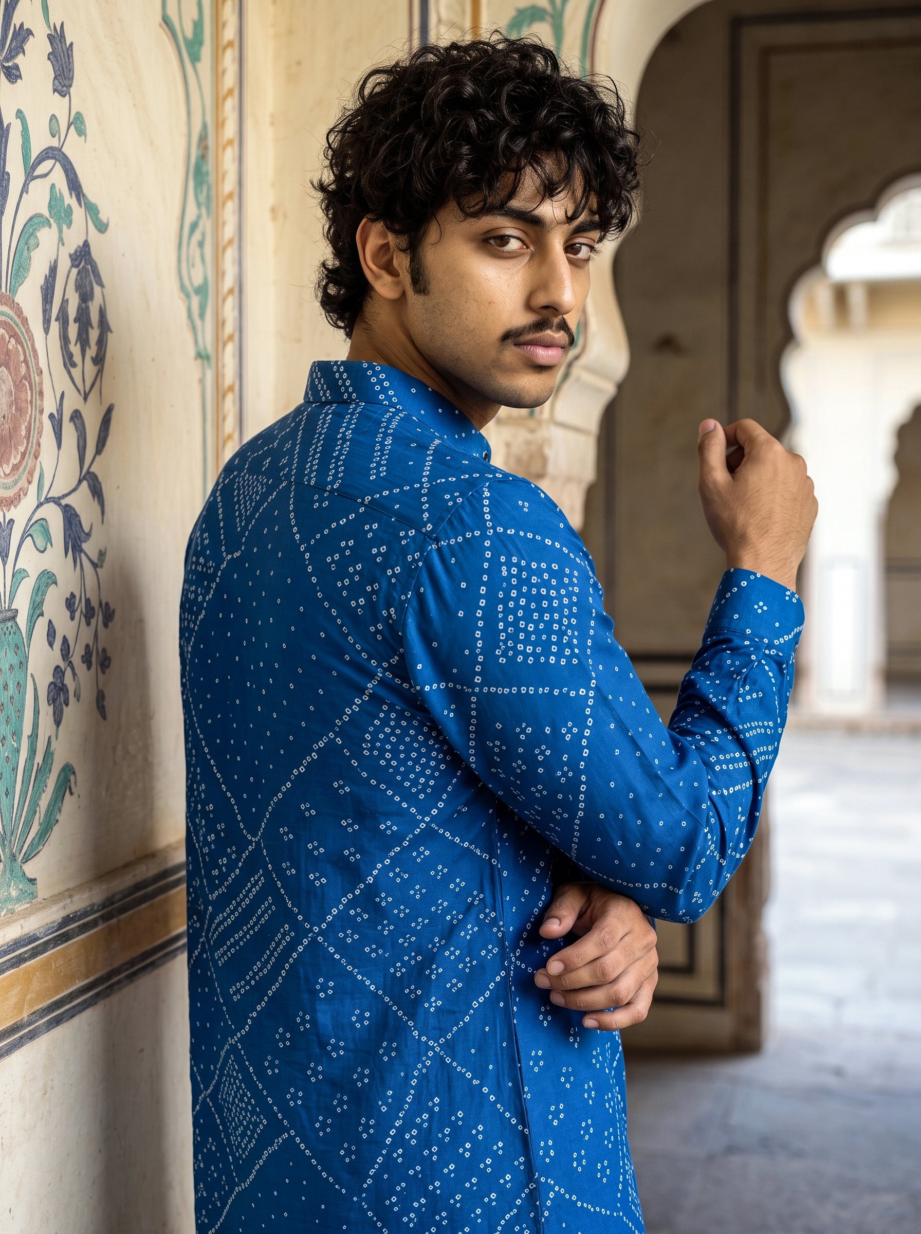 Blue Bandhani Ganganagery Kurta