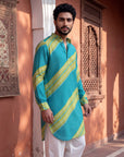Teal Lime Leheriya Ganganagery Kurta