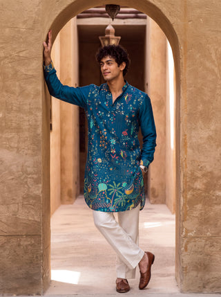 Noir Paradise Blue Ganganagery Kurta