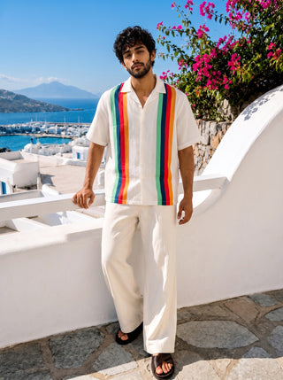 Santorini Stripe Relaxed Fit Cuban Shirt