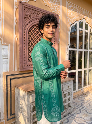 Emerald Dots Bandhani Ganganagery Kurta