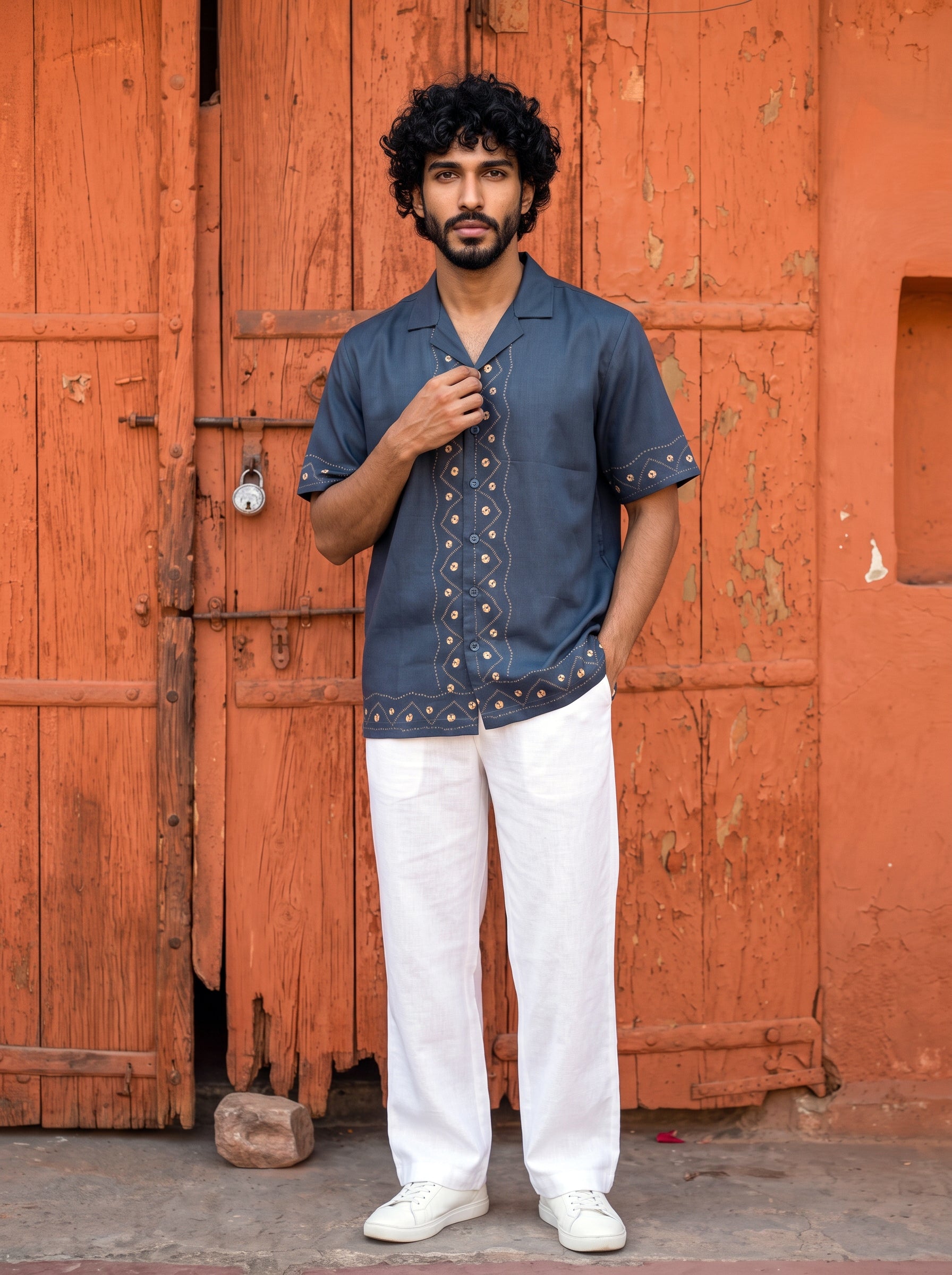 Smoke Indigo Relaxed Fit Cuban Shirt