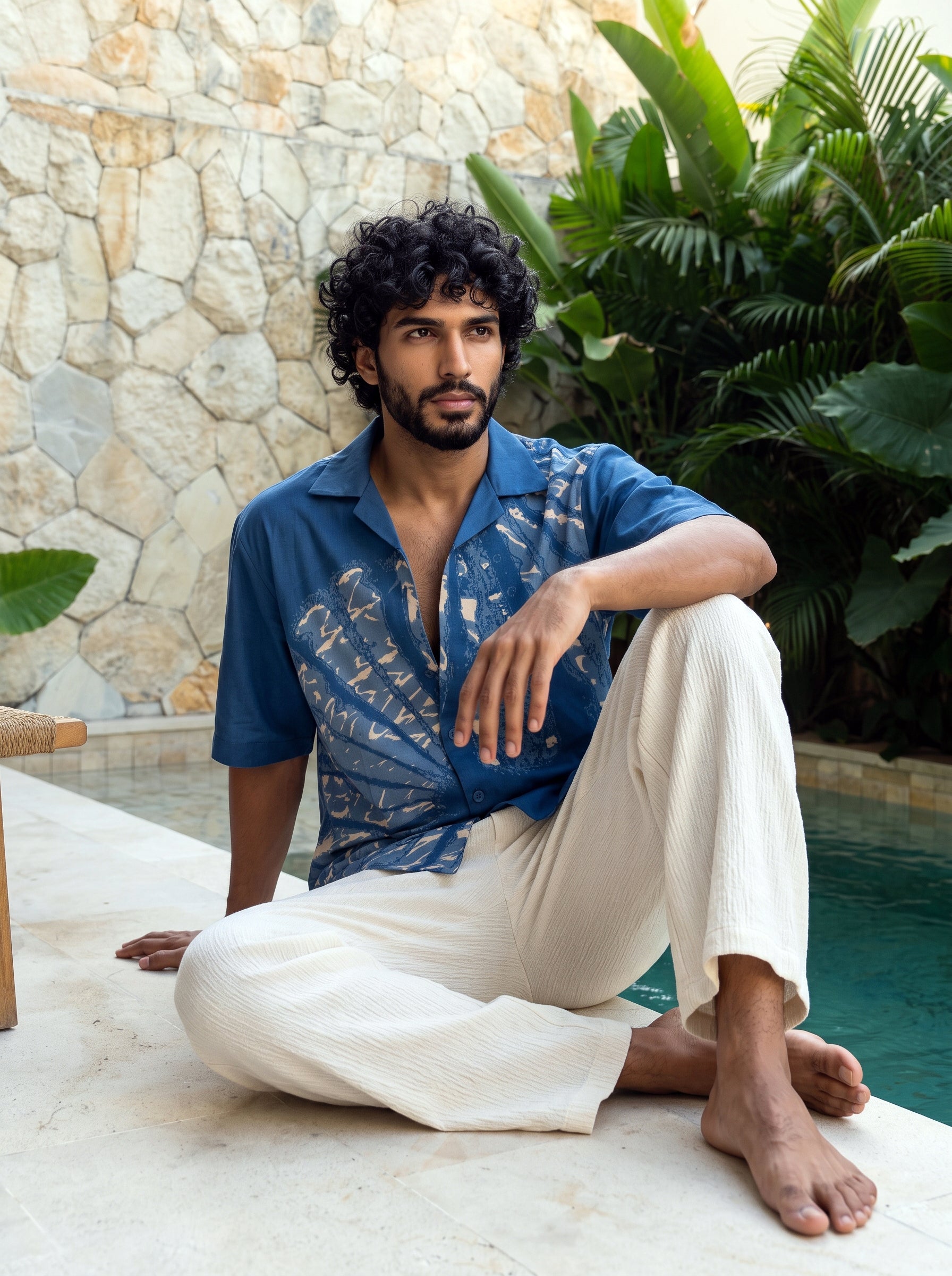 Blue Lagoon Relaxed Fit Cuban Shirt