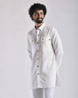 White Pashtooni Kurta Pant Set