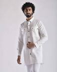 White Pashtooni Kurta Pant Set