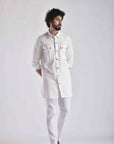 White Pashtooni Kurta Pant Set