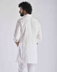 White Pashtooni Kurta Pant Set
