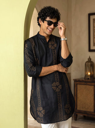 Emerald Dots Black Bandhani Ganganagery Kurta