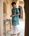 Teal Geometric Ganganagery Kurta