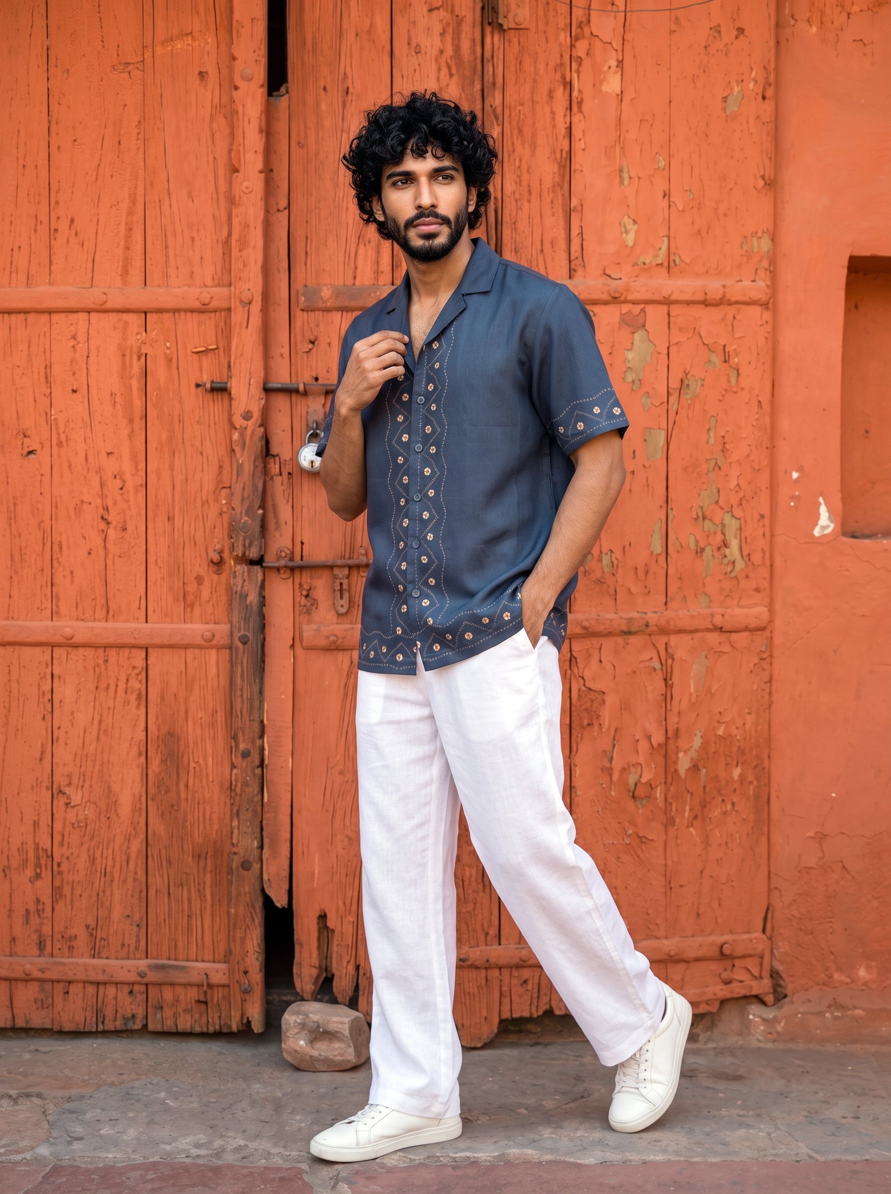 Smoke Indigo Relaxed Fit Cuban Shirt