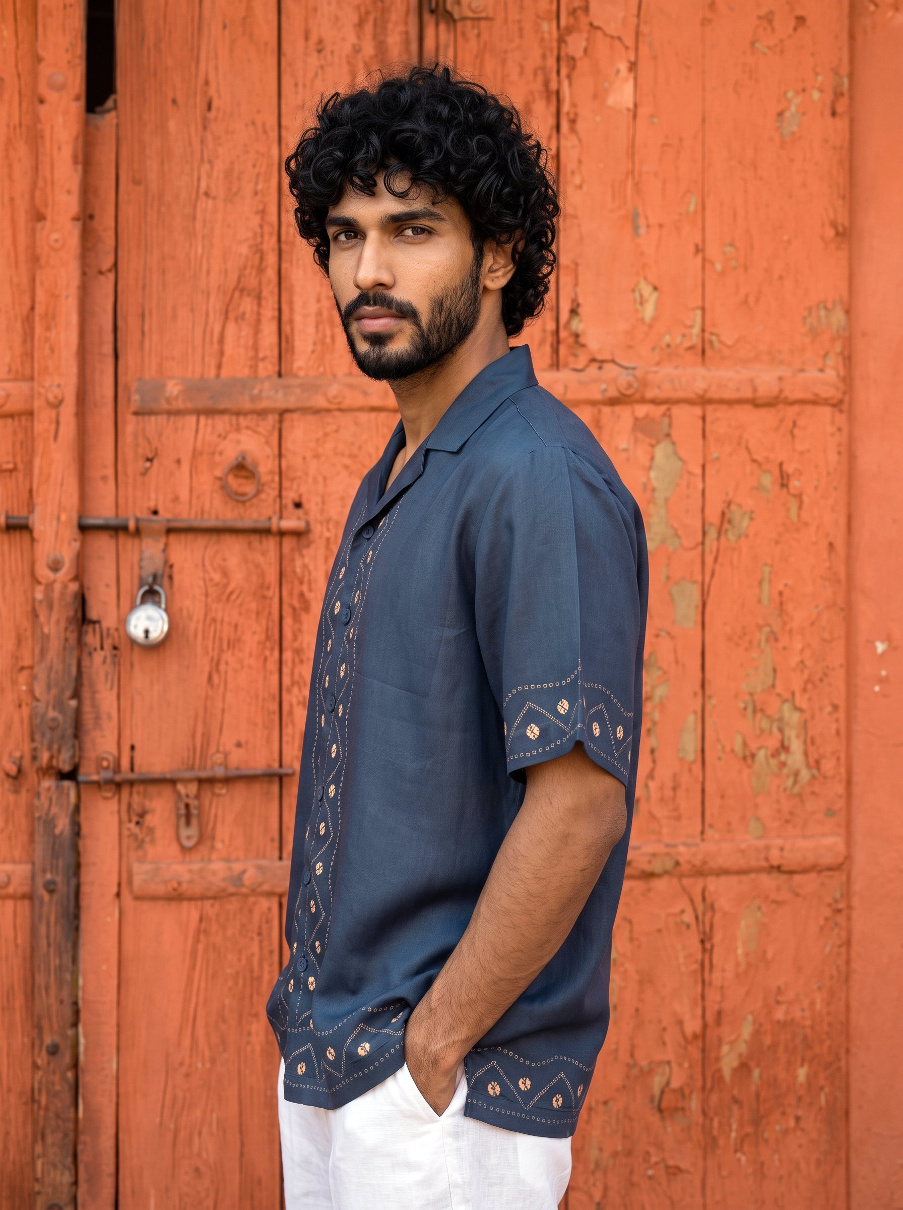 Smoke Indigo Relaxed Fit Cuban Shirt