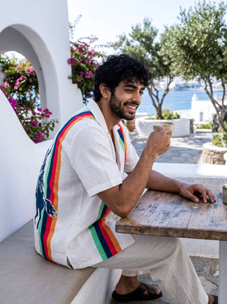 Santorini Stripe Relaxed Fit Cuban Shirt