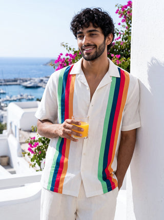 Santorini Stripe Relaxed Fit Cuban Shirt