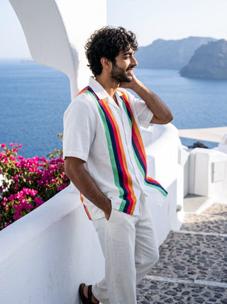Santorini Stripe Relaxed Fit Cuban Shirt